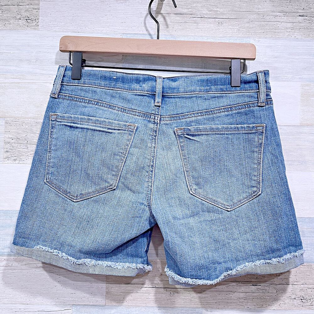 LOFT Cuffed Denim Midi Shorts Light Wash Distressed Stretch Denim Womens 26 2 - Picture 5 of 8